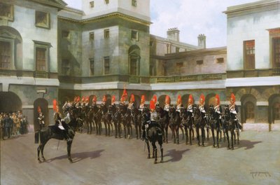 The Blues and Royals, Guard Mounting Parade, Whitehall by Charles Edouard Armand Dumaresq